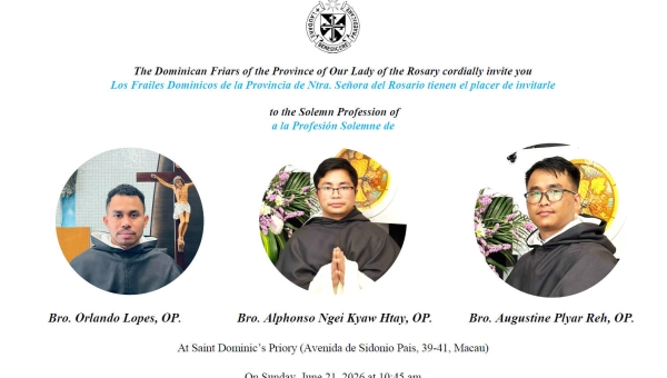 Próxima Profesión Solemne en Macao – 21 de junio de 2026